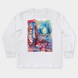 LADY MORGANA POWERFUL ENCHANTRESS AND DRAGON Arthurian Legends Fantasy Watercolor Kids Long Sleeve T-Shirt